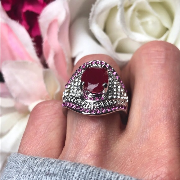 New! 925 stamped sterling silver/crystals ring 6 - Picture 5 of 8